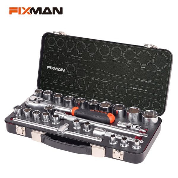FIXMAN 26pcs 1/2" Dr. Socket Set MT26B