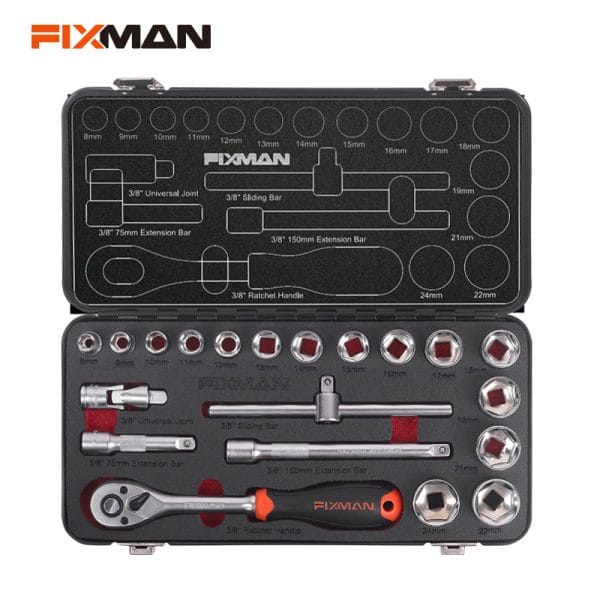 FIXMAN 20pcs 3/8" Dr. Socket Set MT20B